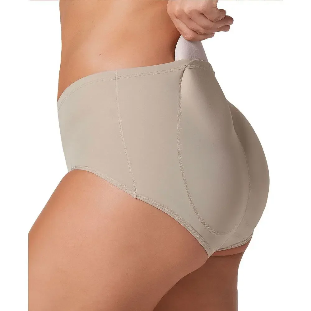 Leonisa Undetectable Rear-Padded Butt Lifter Brief Shaper Light Brown NWT Small